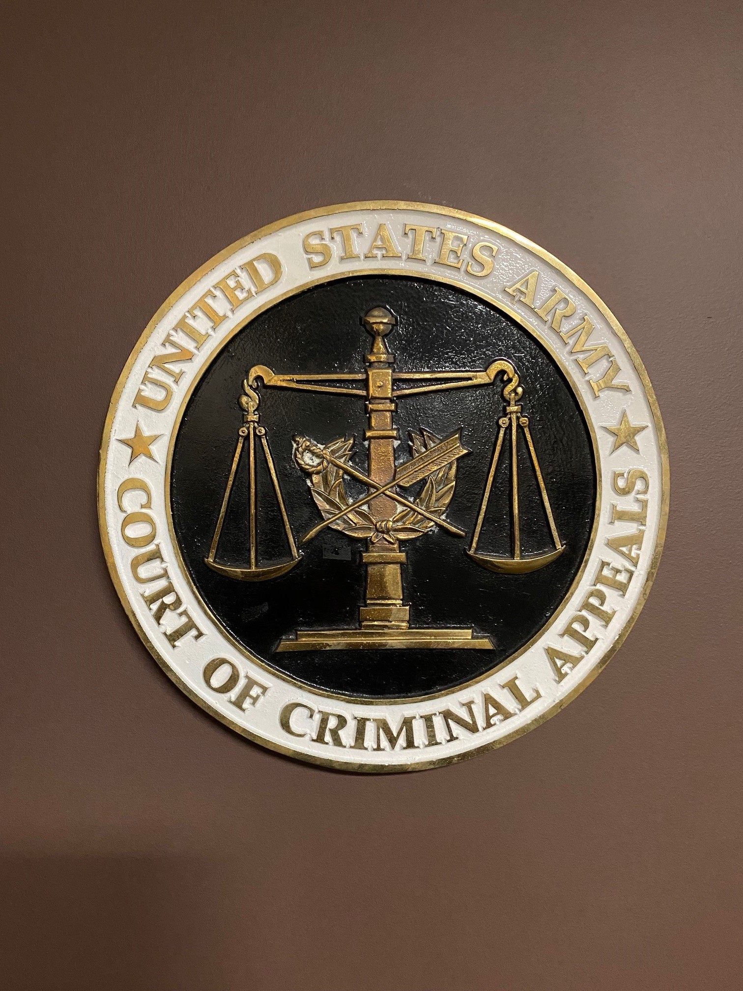 The seal of the U.S. Army Court of Criminal Appeals. (Photo courtesy of author)